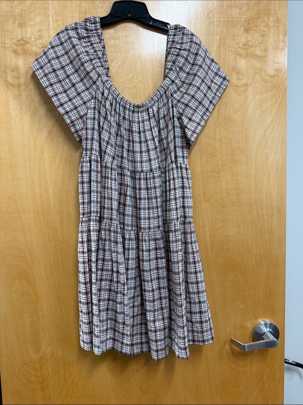 Old Navy Plaid Short Sleeve Dress in Brown, Cream & Rust
